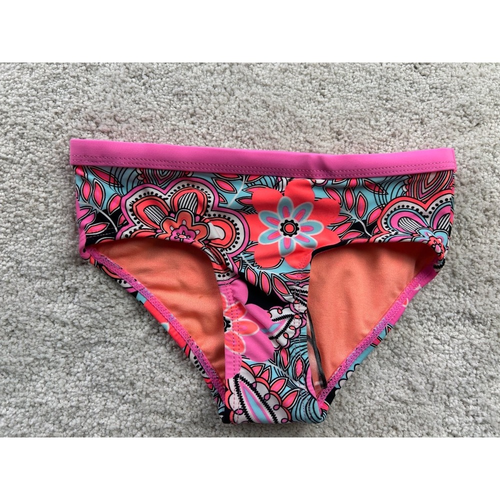 ZeroXposur Girls Swim Bottom Size 5/6 Pink Floral Quick-Dry Nylon